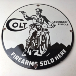 Vintage Colt Firearms Porcelain Sign – Guns Motorcycle Gas Service Pump Sign - Image 15