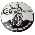 Vintage Colt Firearms Porcelain Sign – Guns Motorcycle Gas Service Pump Sign - Image 2
