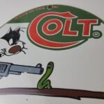 Vintage Colt Firearms Sign – Cat Revolver Gun Shop Ammo Porcelain Gas Pump Sign - Image 8