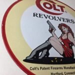 Vintage Colt Porcelain Sign – Pistols Revolvers Ammo Gas Pump Ad Sign - Image 6