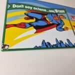 Vintage Conoco Gasoline Sign – Porcelain Gas Pump Superman Comic Figure Sign - Image 11