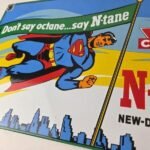 Vintage Conoco Gasoline Sign – Porcelain Gas Pump Superman Comic Figure Sign - Image 14