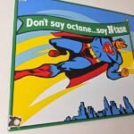 Vintage Conoco Gasoline Sign – Porcelain Gas Pump Superman Comic Figure Sign - Image 6