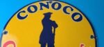 Vintage Conoco Gasoline Sign – Porcelain Service Gas Pump Sign - Image 3