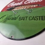 Vintage Creek Chub Bait Caster Sign – Lures Cabin Fishing Porcelain Gas Oil Sign - Image 14
