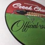 Vintage Creek Chub Bait Caster Sign – Lures Cabin Fishing Porcelain Gas Oil Sign - Image 6
