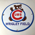 Vintage Cubs Wrigley Field Sign – MLB Baseball Stadium Porcelain Gas Sign - Image 15