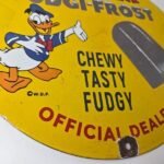 Vintage Donald Duck Fudgi Frost Sign – Walt Disney Popsicle Gas Porcelain Sign - Image 11