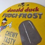 Vintage Donald Duck Fudgi Frost Sign – Walt Disney Popsicle Gas Porcelain Sign - Image 12