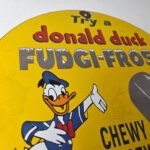 Vintage Donald Duck Fudgi Frost Sign – Walt Disney Popsicle Gas Porcelain Sign - Image 5