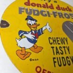 Vintage Donald Duck Fudgi Frost Sign – Walt Disney Popsicle Gas Porcelain Sign - Image 6