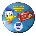 Vintage Donald Duck Ice Cream Sign – Walt Disney Porcelain Gas Service Pump Sign