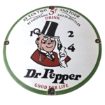 Vintage Dr Pepper Sign – Porcelain Soda Cola Beverage Gas Service Station Sign - Image 2