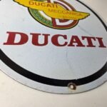 Vintage Ducati Sign – Motorcycle Dealership Service Auto Gas Pump Porcelain Sign - Image 11