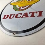 Vintage Ducati Sign – Motorcycle Dealership Service Auto Gas Pump Porcelain Sign - Image 14