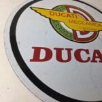 Vintage Ducati Sign – Motorcycle Dealership Service Auto Gas Pump Porcelain Sign - Image 6