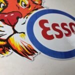 Vintage Esso Gasoline Porcelain Sign – Gas Service Station Auto Tiger Tank Sign - Image 11