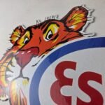 Vintage Esso Gasoline Porcelain Sign – Gas Service Station Auto Tiger Tank Sign - Image 12