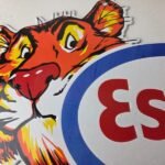Vintage Esso Gasoline Porcelain Sign – Gas Service Station Auto Tiger Tank Sign - Image 3
