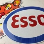 Vintage Esso Gasoline Porcelain Sign – Gas Service Station Auto Tiger Tank Sign - Image 4