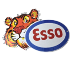 Vintage Esso Gasoline Porcelain Sign – Gas Service Station Auto Tiger Tank Sign - Image 2