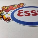 Vintage Esso Gasoline Porcelain Sign – Gas Service Station Auto Tiger Tank Sign - Image 10