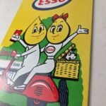 Vintage Esso Gasoline Porcelain Sign – Oil Drop Boy Scooter Vespa Gas Pump Sign - Image 13