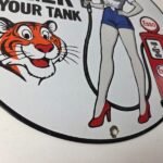 Vintage Esso Gasoline Sign – Ad Pump Service Attendant Gas Tank Porcelain Sign - Image 11