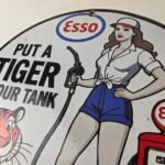 Vintage Esso Gasoline Sign – Ad Pump Service Attendant Gas Tank Porcelain Sign - Image 12