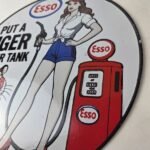 Vintage Esso Gasoline Sign – Ad Pump Service Attendant Gas Tank Porcelain Sign - Image 13