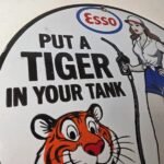 Vintage Esso Gasoline Sign – Ad Pump Service Attendant Gas Tank Porcelain Sign - Image 5