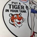 Vintage Esso Gasoline Sign – Ad Pump Service Attendant Gas Tank Porcelain Sign - Image 6