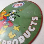 Vintage Esso Gasoline Sign – Goofy Aviation Service Station Porcelain Gas Sign - Image 13