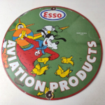 Vintage Esso Gasoline Sign – Goofy Aviation Service Station Porcelain Gas Sign - Image 15