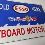 Vintage Esso Gasoline Sign – Outboard Oil Sold Here Gas Service Porcelain Sign - Image 11