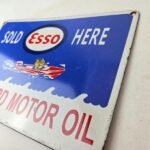 Vintage Esso Gasoline Sign – Outboard Oil Sold Here Gas Service Porcelain Sign - Image 12
