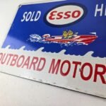 Vintage Esso Gasoline Sign – Outboard Oil Sold Here Gas Service Porcelain Sign - Image 14