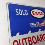 Vintage Esso Gasoline Sign – Outboard Oil Sold Here Gas Service Porcelain Sign - Image 5