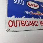 Vintage Esso Gasoline Sign – Outboard Oil Sold Here Gas Service Porcelain Sign - Image 6