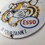 Vintage Esso Gasoline Sign – Tiger Auto Tank Gas Station Porcelain Sign - Image 14
