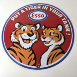Vintage Esso Gasoline Sign – Tiger Gas Station Porcelain Gas Sign - Image 15
