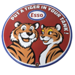Vintage Esso Gasoline Sign – Tiger Gas Station Porcelain Gas Sign - Image 2