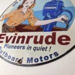 Vintage Evinrude Outboards Porcelain Sign – Boat Motors Gas Engines Ad Sign - Image 14