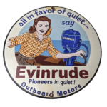 Vintage Evinrude Outboards Porcelain Sign – Boat Motors Gas Engines Ad Sign