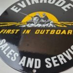 Vintage Evinrude Outboards Sign – Marine Boating Fishing Porcelain Gas Pump Sign - Image 4