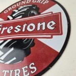 Vintage Firestone Tires Sign – Ground Grip Farm Sales Service Gas Porcelain Sign - Image 13