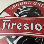 Vintage Firestone Tires Sign – Ground Grip Farm Sales Service Gas Porcelain Sign - Image 3