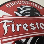 Vintage Firestone Tires Sign – Ground Grip Farm Sales Service Gas Porcelain Sign - Image 5