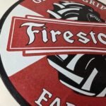 Vintage Firestone Tires Sign – Ground Grip Farm Sales Service Gas Porcelain Sign - Image 6