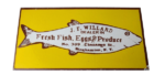 Vintage Fish Eggs Produce Sign – Willard Dealer Porcelain Advertising Sign - Image 2